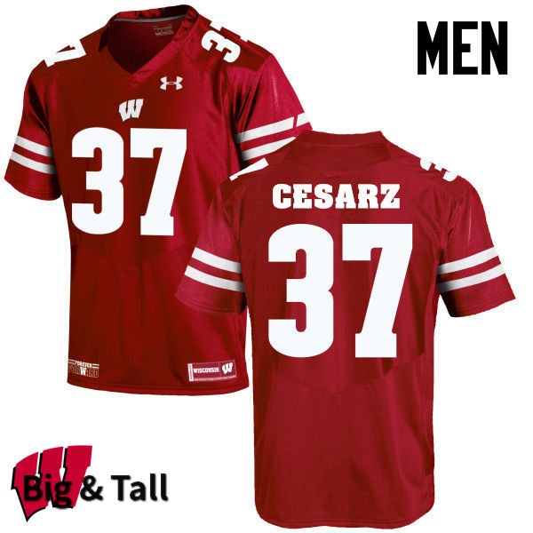 Wisconsin Badgers Men's #37 Ethan Cesarz NCAA Under Armour Authentic Red Big & Tall College Stitched Football Jersey EF40O60BJ